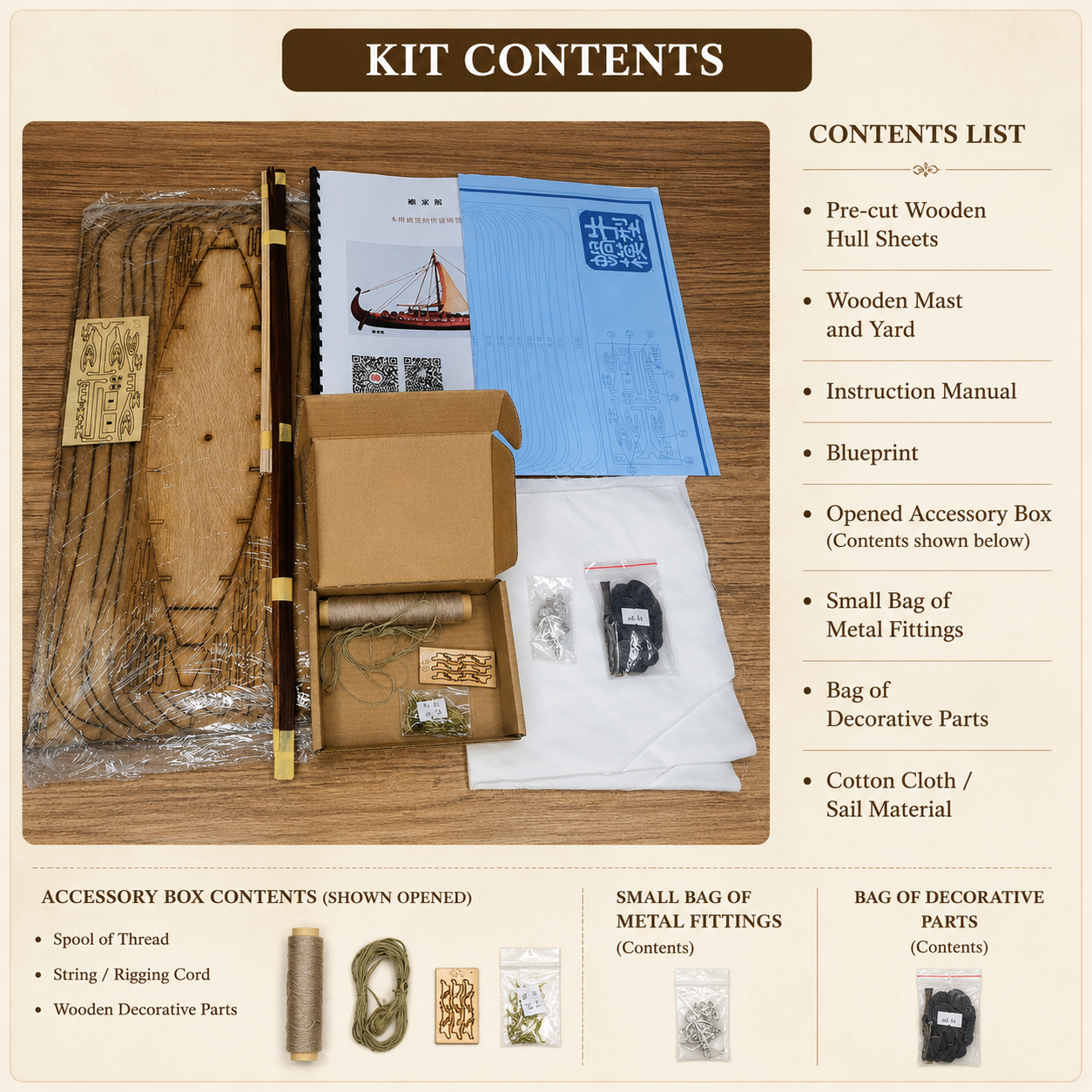 Viking Longship 1:50 DIY Wood Scale Model Kit