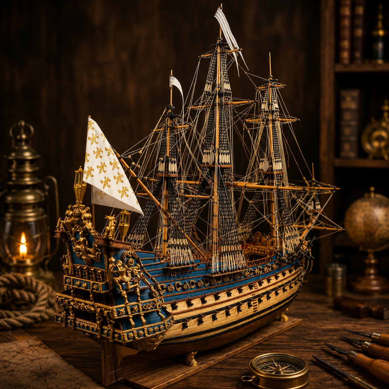 Le Soleil Royal 1:90 Scale Wooden Model Ship (100cm/39.3")
