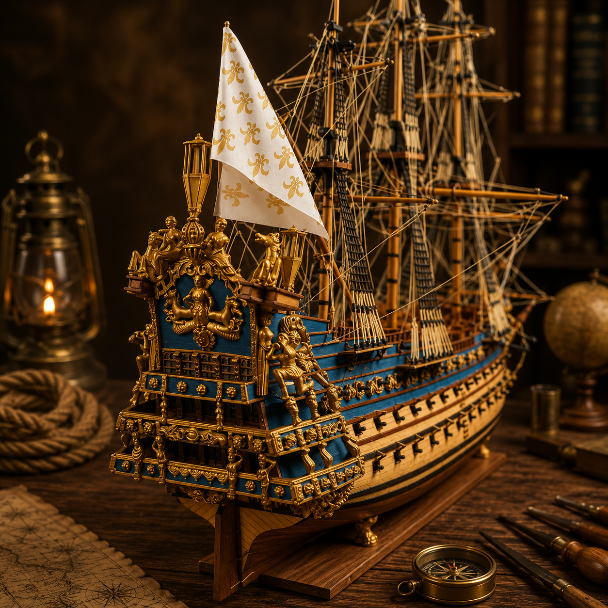 Le Soleil Royal 1:90 Scale Wooden Model Ship (100cm/39.3")