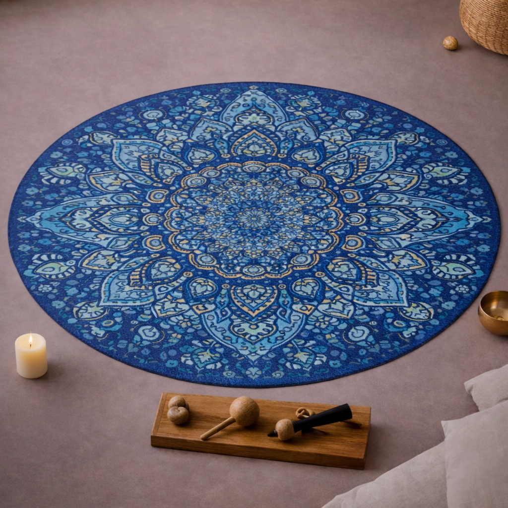 Mandala Style Meditation Round Rug