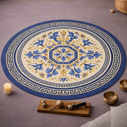 Mandala Style Meditation Round Rug