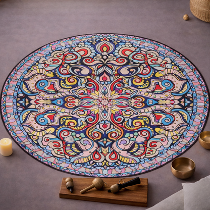 Mandala Style Meditation Round Rug