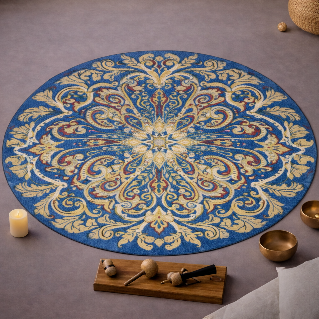 Mandala Style Meditation Round Rug