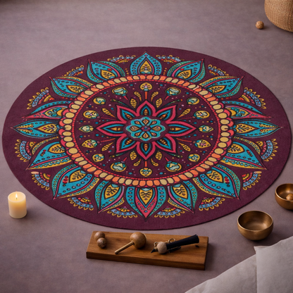 Mandala Style Meditation Round Rug