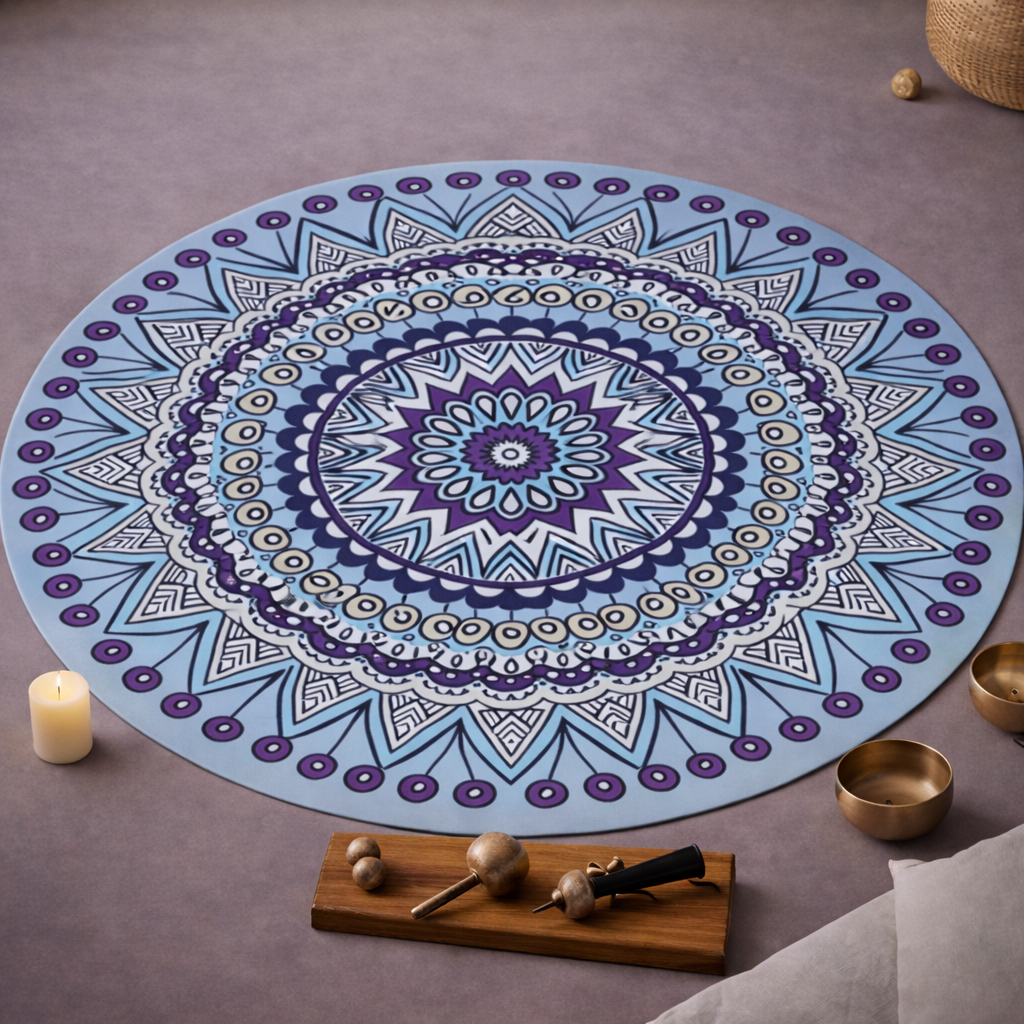 Mandala Style Meditation Round Rug