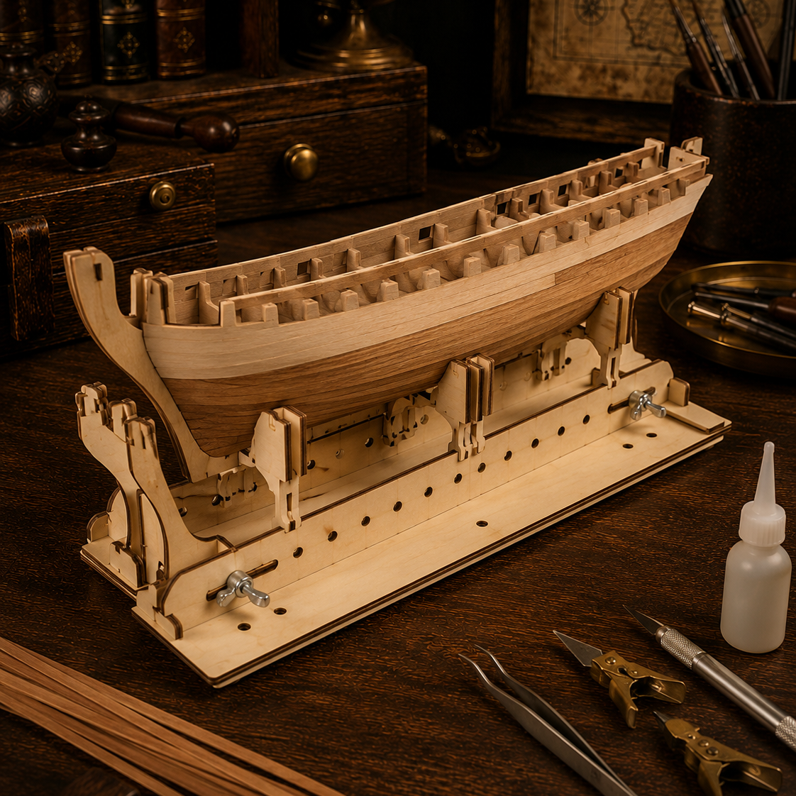 Adjustable Model Ship Hull Building Cradle