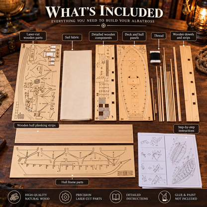 Albatross Wooden Sailboat 1:100 DIY Model Kit